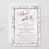 ローズゴールドマーブル お祝いしましょう レセプションのみ 招待状 (正面)