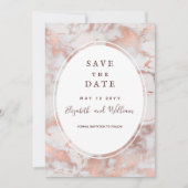 ローズゴールドマーブル ミニマル セーブ・ザ・デート 招待状 (正面)