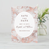 ローズゴールドマーブル ミニマル セーブ・ザ・デート 招待状 (スタンド正面)