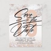 ローズゴールドマーブル 16歳の誕生日パーティー 保存日付 ポストカード (正面)