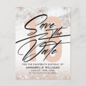 ローズゴールドマーブル 18歳の誕生日パーティー 保存日付 ポストカード (正面)