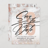 ローズゴールドマーブル 18歳の誕生日パーティー Save The Date ポストカード (正面/裏面)