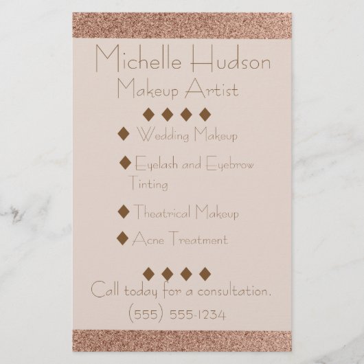 ローズゴールドメイクアップアーティストビューティーサロン チラシ (正面)