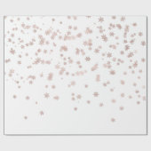 ローズゴールドメタリックスノーフレークホリデー クリスマス ラッピングペーパー (フラット)