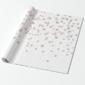 ローズゴールドメタリックスノーフレークホリデー クリスマス ラッピングペーパー (アンロールド)