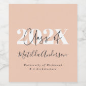 ローズゴールドモダンスタイリッシュな卒業パーティー好意wi ワインラベル (シングルラベル)