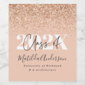 ローズゴールドモダンスタイリッシュな卒業パーティー好意wi ワインラベル (シングルラベル)