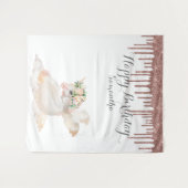 ローズゴールドユニコーンバースデーバックドロップフォトブース タペストリー (正面(横))