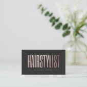 ローズゴールドラメのヘアスタイリスト 名刺 (スタンド正面)