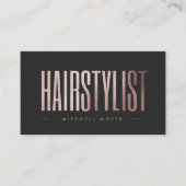 ローズゴールドラメのヘアスタイリスト 名刺 (正面)