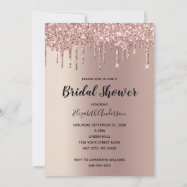ローズゴールドラメドリップおしゃれブライダルシャワー 招待状