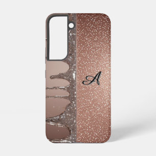 ローズゴールドラメドリップカスタムネイモノグラム SAMSUNG GALAXY S22ケース