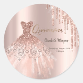 ローズゴールドラメドリップスドレス quinceañera ラウンドシール
