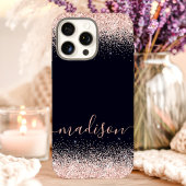 ローズゴールドラメネイビー名入れ Case-Mate iPhoneケース
