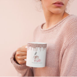 ローズゴールドラメネイルサロンビジネス ペンホルダー コーヒーマグカップ