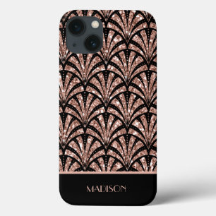 ローズゴールドラメモノグラムアールデコパターンフォンケース-M iPhone 13ケース