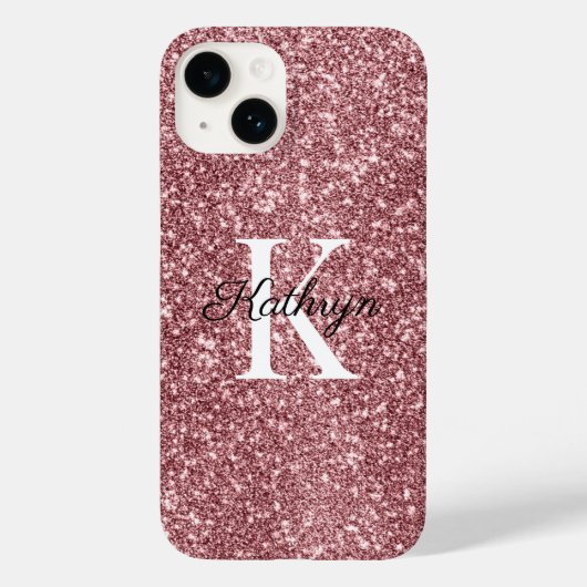ローズゴールドラメモノグラムイニシャルネーム Case-Mate iPhoneケース (裏面)