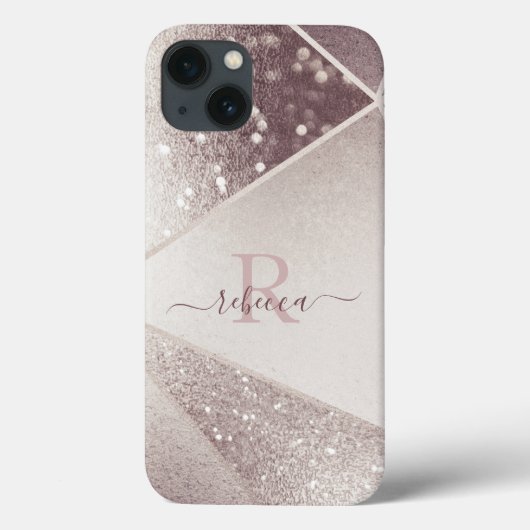ローズゴールドラメモノグラム名入れパーソナライズド Case-Mate iPhoneケース (裏面)