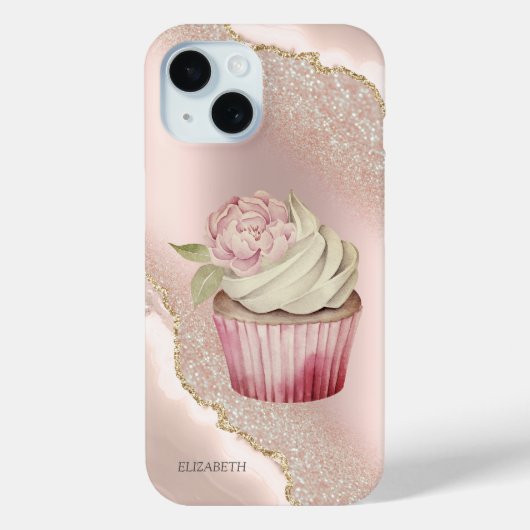 ローズゴールドラメ大理石カップケーキ Case-Mate iPhoneケース (裏面)
