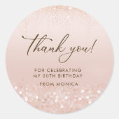 ローズゴールドラメ30歳の誕生日 ラウンドシール (正面)