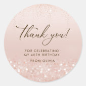 ローズゴールドラメ40歳の誕生日 ラウンドシール (正面)