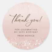 ローズゴールドラメ50歳の誕生日 ラウンドシール (正面)
