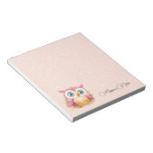 ローズゴールドラメ かわいいフクロウ 名前入り ノートパッド (アングル)
