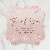 ローズゴールドラメ 21歳の誕生日 ファンシー スクエア フェイバータグ (裏面)