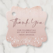 ローズゴールドラメ 21歳の誕生日 ファンシー スクエア フェイバータグ (正面)