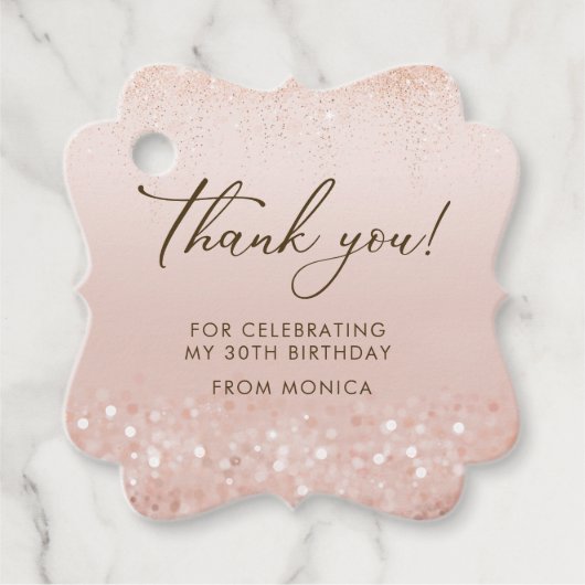 ローズゴールドラメ 30歳の誕生日ギフトタグ フェイバータグ (正面)