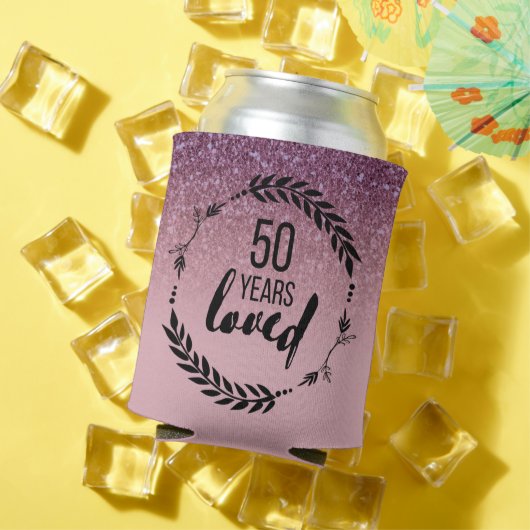 ローズゴールドラメ 50歳の誕生日プレゼント 缶クーラー (インサイチュ 夏)