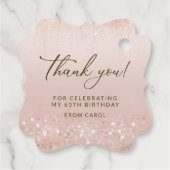 ローズゴールドラメ 60歳の誕生日 ファンシー スクエア フェイバータグ (裏面)
