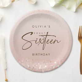 ローズゴールドラメSweet16バースデーパーティー ペーパープレート