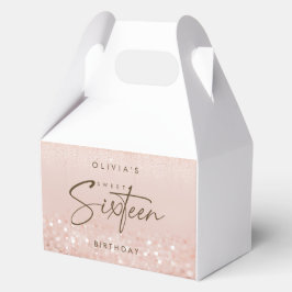 ローズゴールドラメSweet 16バースデーパーティー フェイバーボックス