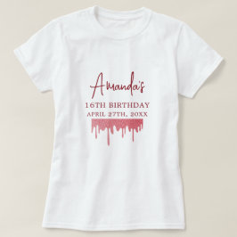 ローズゴールドリップグリッター スイート16 誕生日 Tシャツ