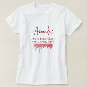 ローズゴールドリップグリッター スイート16 誕生日 Tシャツ