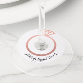 ローズゴールドリング ブライダルシャワー ワイングラスタグ