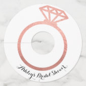 ローズゴールドリング ブライダルシャワー ワイングラスタグ (正面)