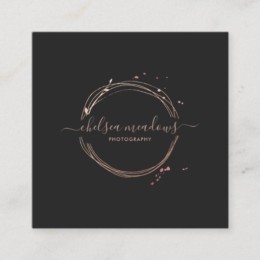 ローズゴールドロゴの名刺 スクエア名刺 (正面)