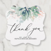 ローズゴールド多肉植物グリーンウェディングサンキューラベル フェイバータグ (正面)