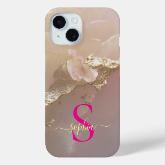 ローズゴールド大理石ゴールドラメモノグラム Case-Mate iPhoneケース (裏面)