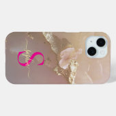 ローズゴールド大理石ゴールドラメモノグラム Case-Mate iPhoneケース (裏面 (横))
