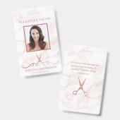 ローズゴールド大理石ハサミ写真ヘアスタイリスト バッジ (正面&裏面)
