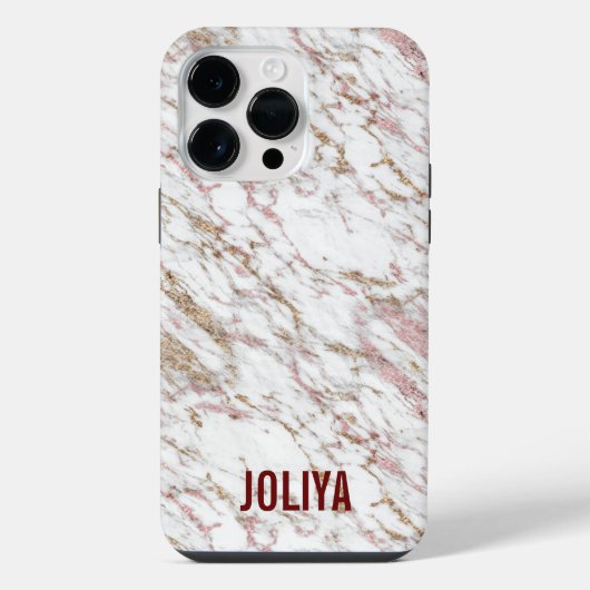 ローズゴールド大理石柄 iPhoneケース (裏面)