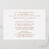 ローズゴールド箔押しタイプの結婚式ペーパーアイテム（2会場） White Wedding 2 Ven 箔招待状 (正面)