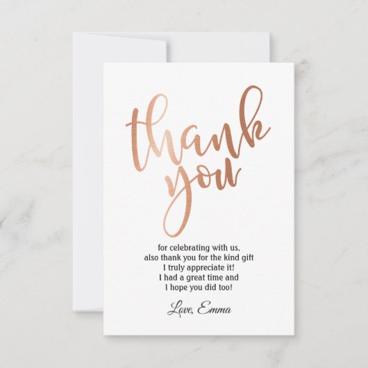 ローズゴールド箔 ,  サンクスカード サンキューカード (正面)