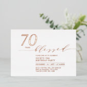 ローズゴールド箔 | 70周年 愛されて誕生日パーティー 箔招待状 (立ち正面)
