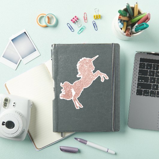 ローズゴールド輝くユニコーンきれいな馬の輝き シール (iPadカバー)