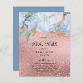 ローズゴールド金属グリッターフローラフォイルルック結婚ズ (正面/裏面)