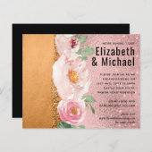 ローズゴールド金属グリッターフローラフォイルルック結婚ズ (正面/裏面)